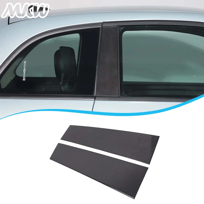

For Fiat 500 2008-2023 Real Carbon Fiber Car Window Center Pillar Trim Panel Decorative Sticker Car Exterior Accessories