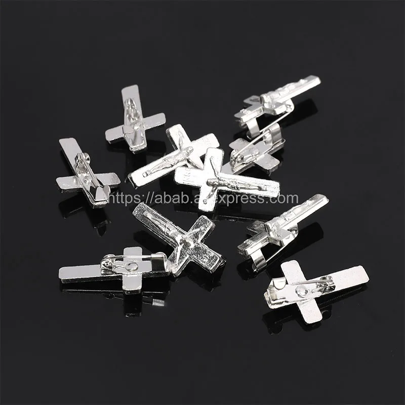 5pcs/Golden Cross Metal Badge on Christian Cross Pin Brooch Jewelry 15*25mm