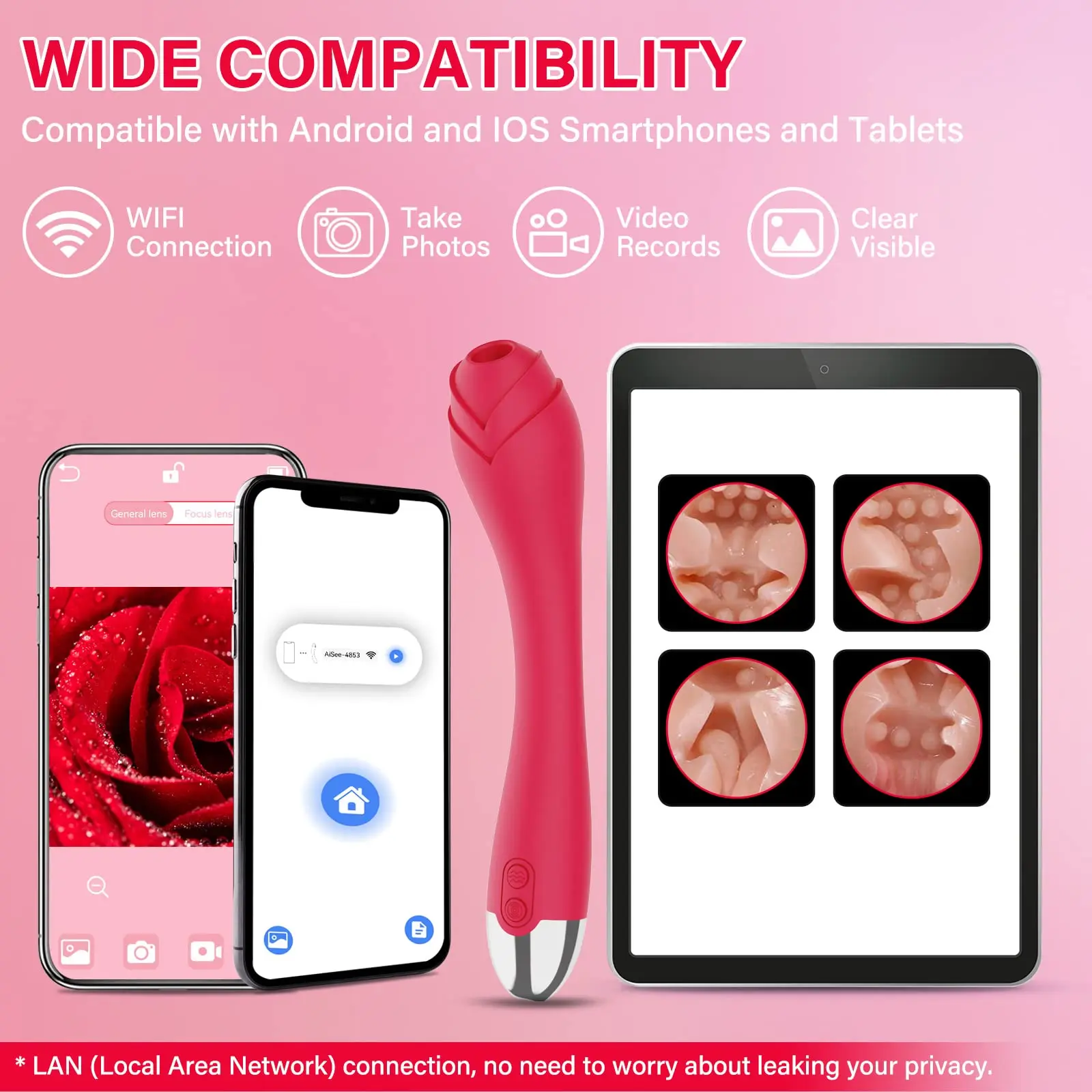 G Spot Dildo Vibrator for Vagina Anal Stimulation with 6 Vibrations, Wireless Visual Vibrator with HD Camera for Women Pleasure