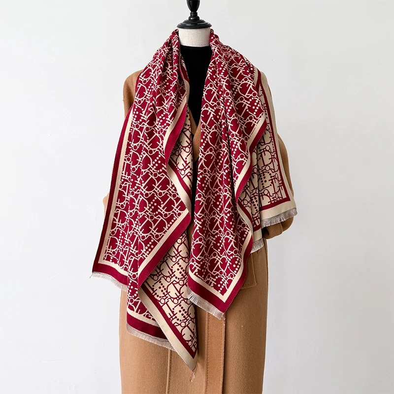 جديد إلكتروني تصميم شتاء دافئ الكشمير الأوشحة الجاكار عالية الجودة المرأة رشاقته التفاف شال السيدات الصوف الباشمينا وشاح #3