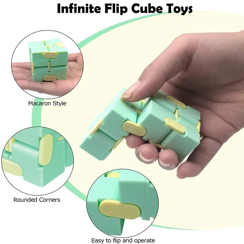 Magic ปริศนา Cube ป้องกันความเครียดบรรเทาของเล่นสําหรับผู้ใหญ่ Infinite Flip ตลก Cube Sensory ของเล่นเด็กความต้องการพิเศษ Xmas ของขวัญ