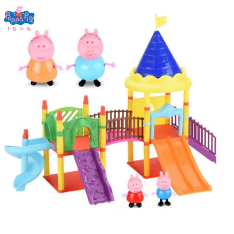 Original Peppa Pig Cartoon Pig Series Animation Toy Amusement Park Family Portrait Model Movable Doll Toys Kid\'s Holiday Gift