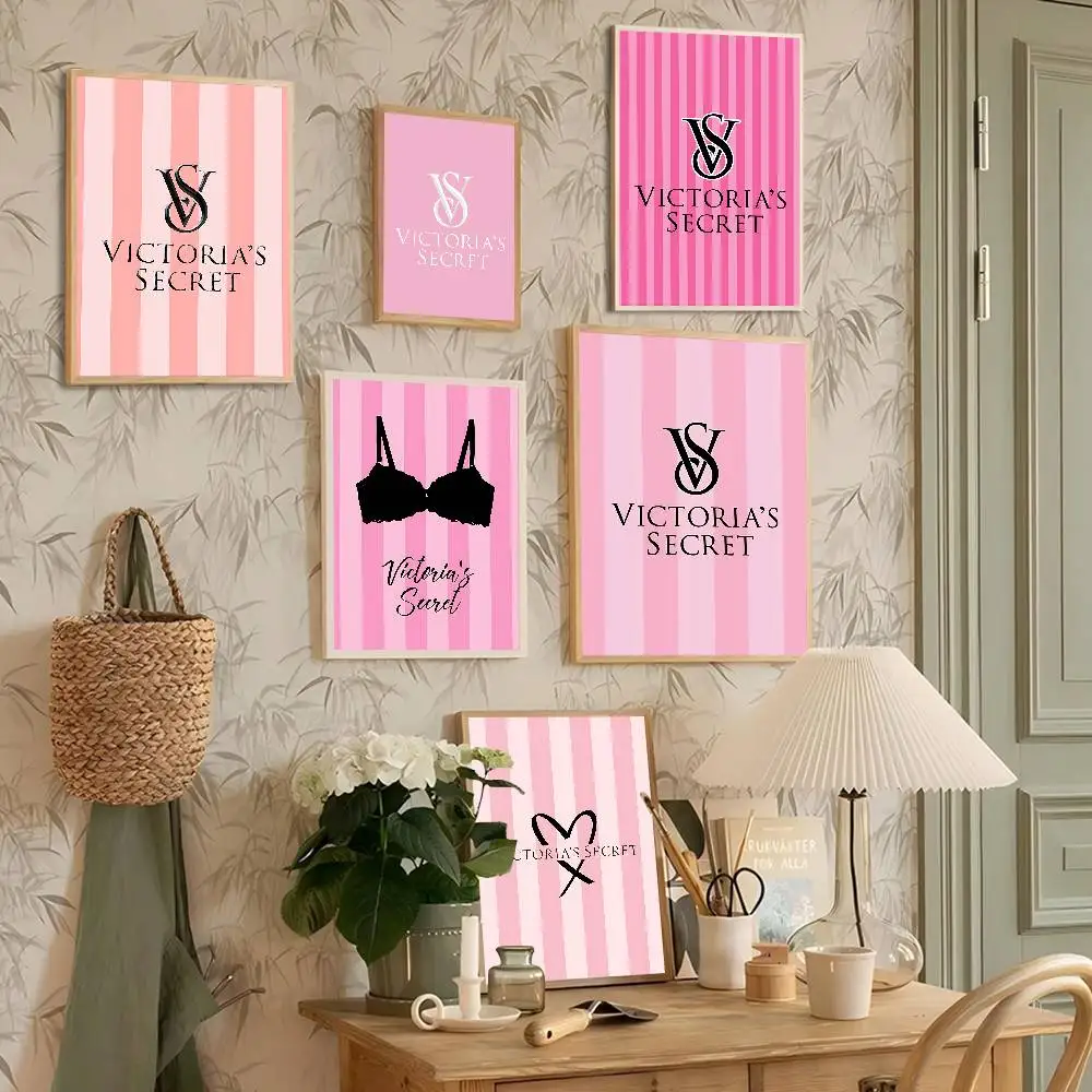 V-Victorias-Fashion-S-Secret Vintage Posters Sticky Whitepaper Prints Posters Artwork Posters Wall Stickers
