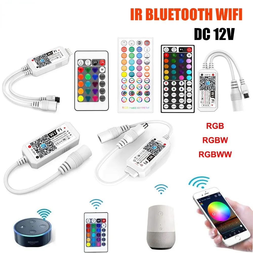 

DC 12V LED Controller Magic Home Bluetooth Wireless WiFi Music RGB/RGBW/RGBWW IR Remote For 5050 2835 LED Strip 4 pin 5 pin