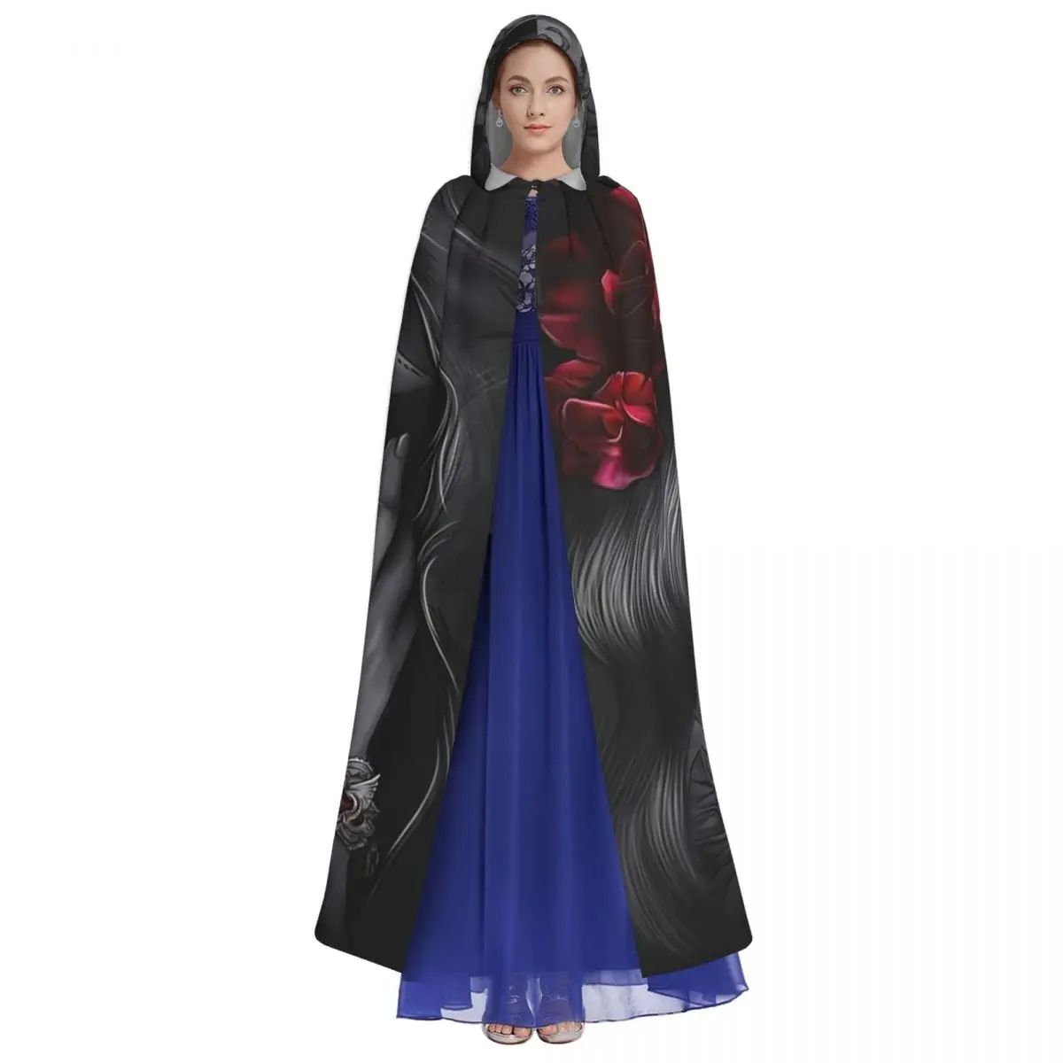 Catrina mexicana para niña, Día de los muertos, calavera de azúcar, capa larga con capucha, disfraz Medieval de bruja, capa de Cosplay, abrigo de Halloween Unisex