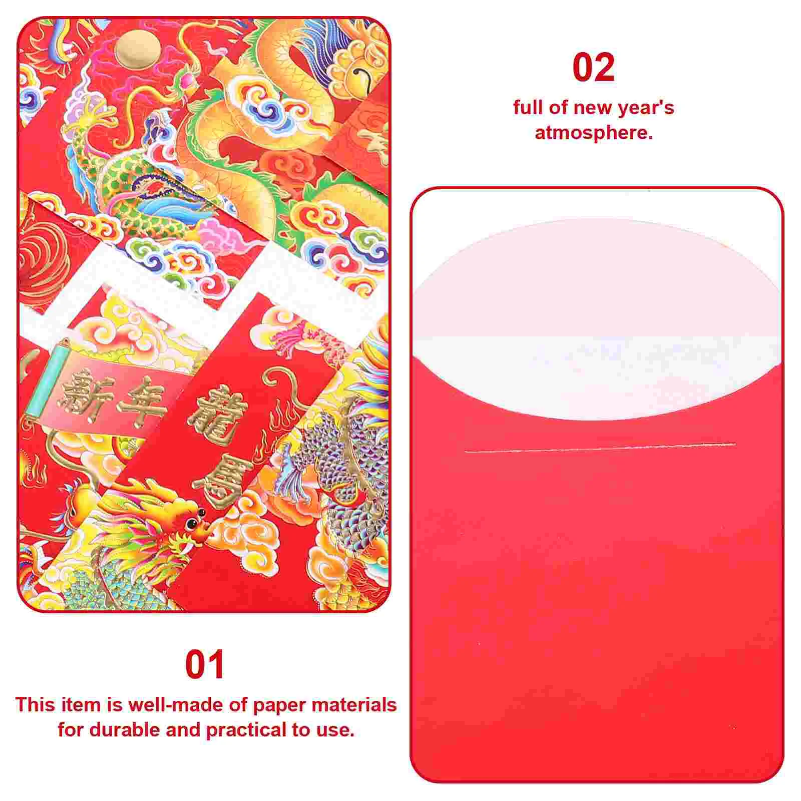 Lot d'Enveloppes Rouges Décoratives du Nouvel An Lunaire, Pochettes d'Argent en Papier de Style Chinois, 18 Pièces