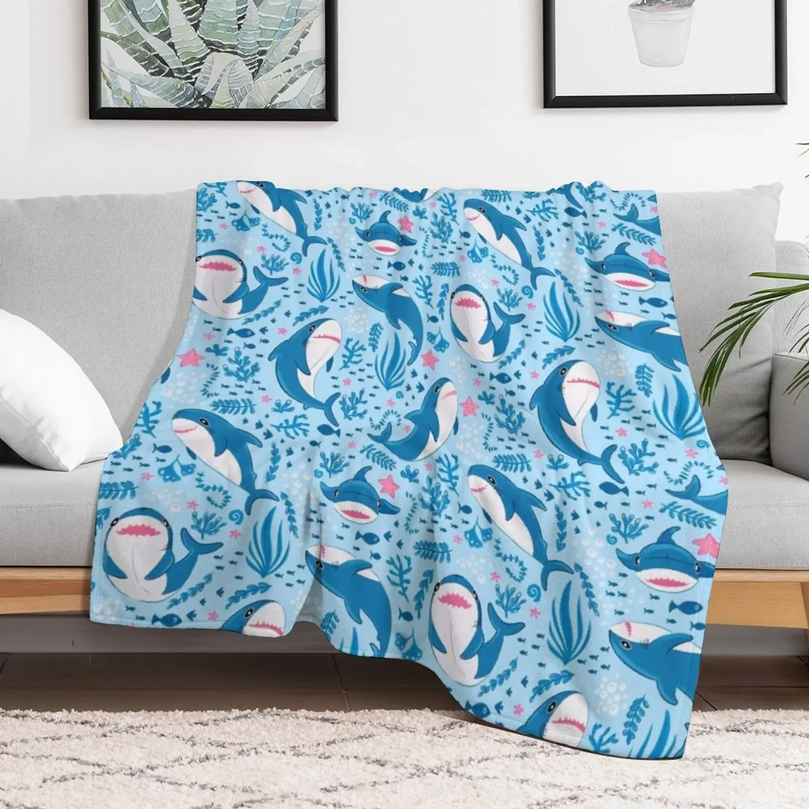 Blahaj shark Throw Blanket Elegant Warm Throw Blanket for Hotel Home
