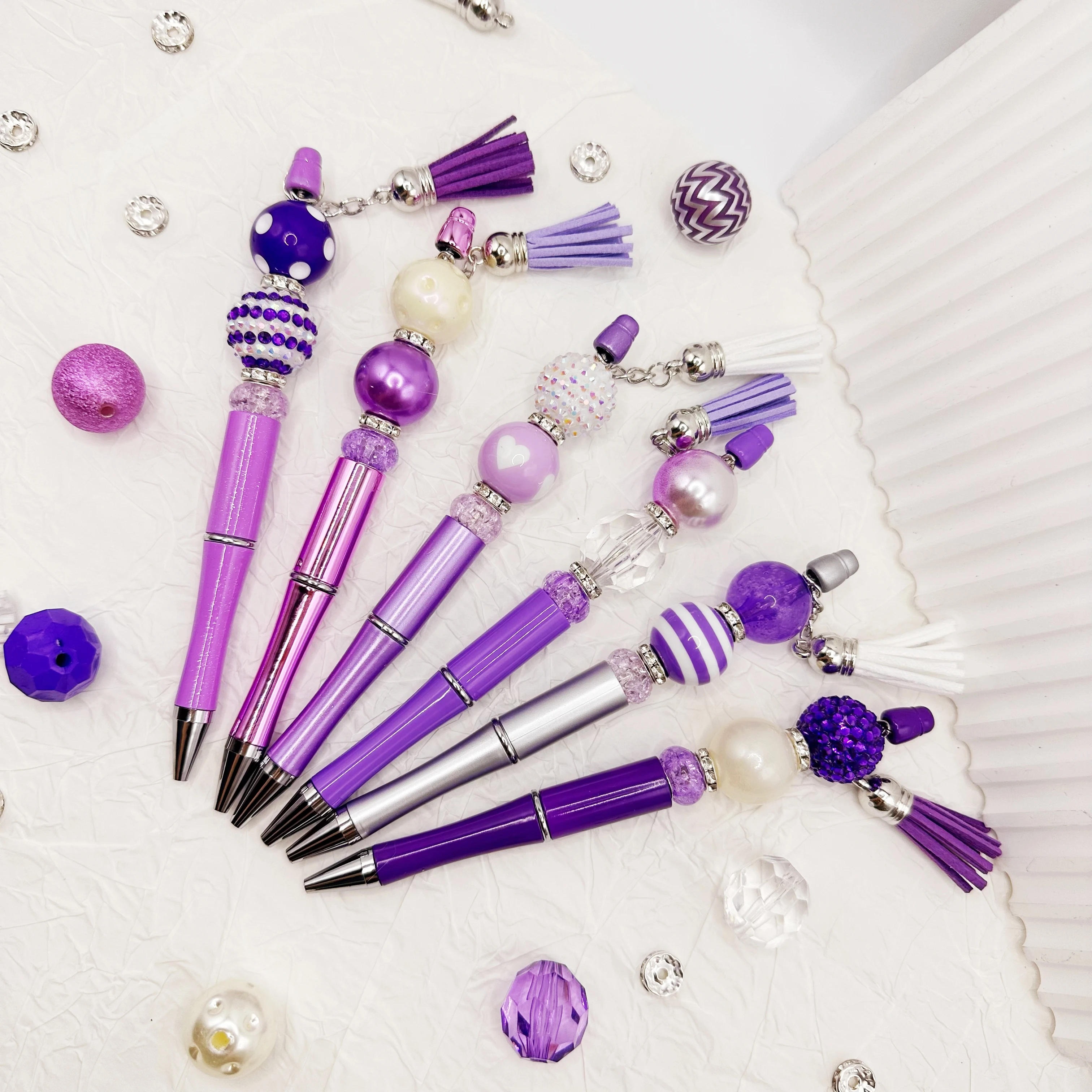 

8Pcs Purple Gradient Acrylic Large Beads DIY Beaded Pen