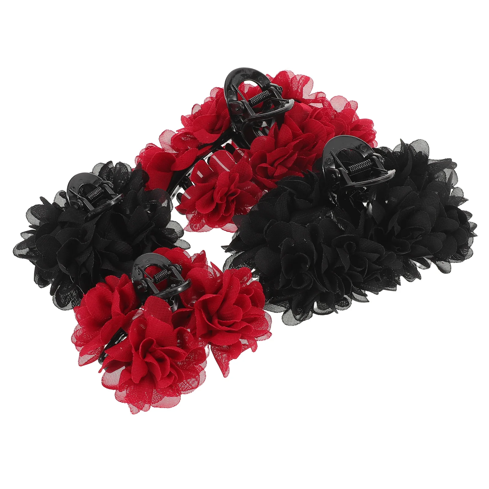 

4 Pcs Hair Accessories Set Floral Clip Flower Claw Clips Fashion Metal Cloth for Girls Cute Women Bride Decorative