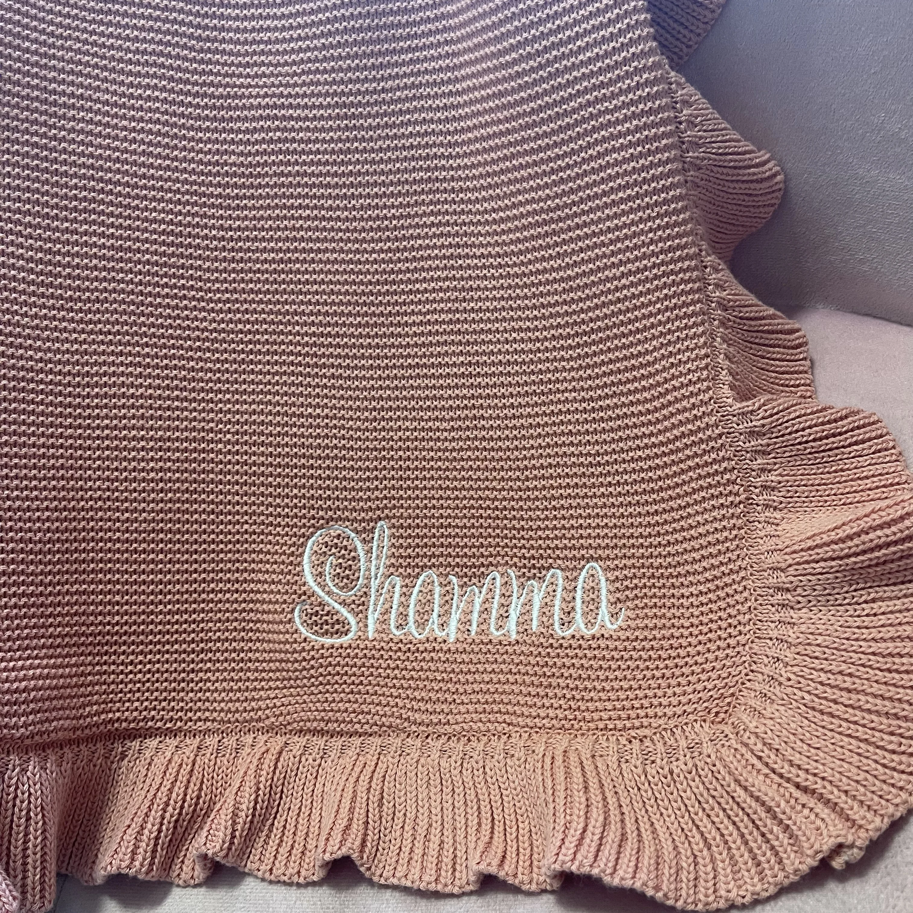 Personalized Children Blanket Ruffle Edge Knit Blanket Custom Embroidered Name Newborn Baby Shower Party Gift Blanket Supplies