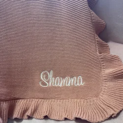 Personalized Children Blanket Ruffle Edge Knit Blanket Custom Embroidered Name Newborn Baby Shower Party Gift Blanket Supplies