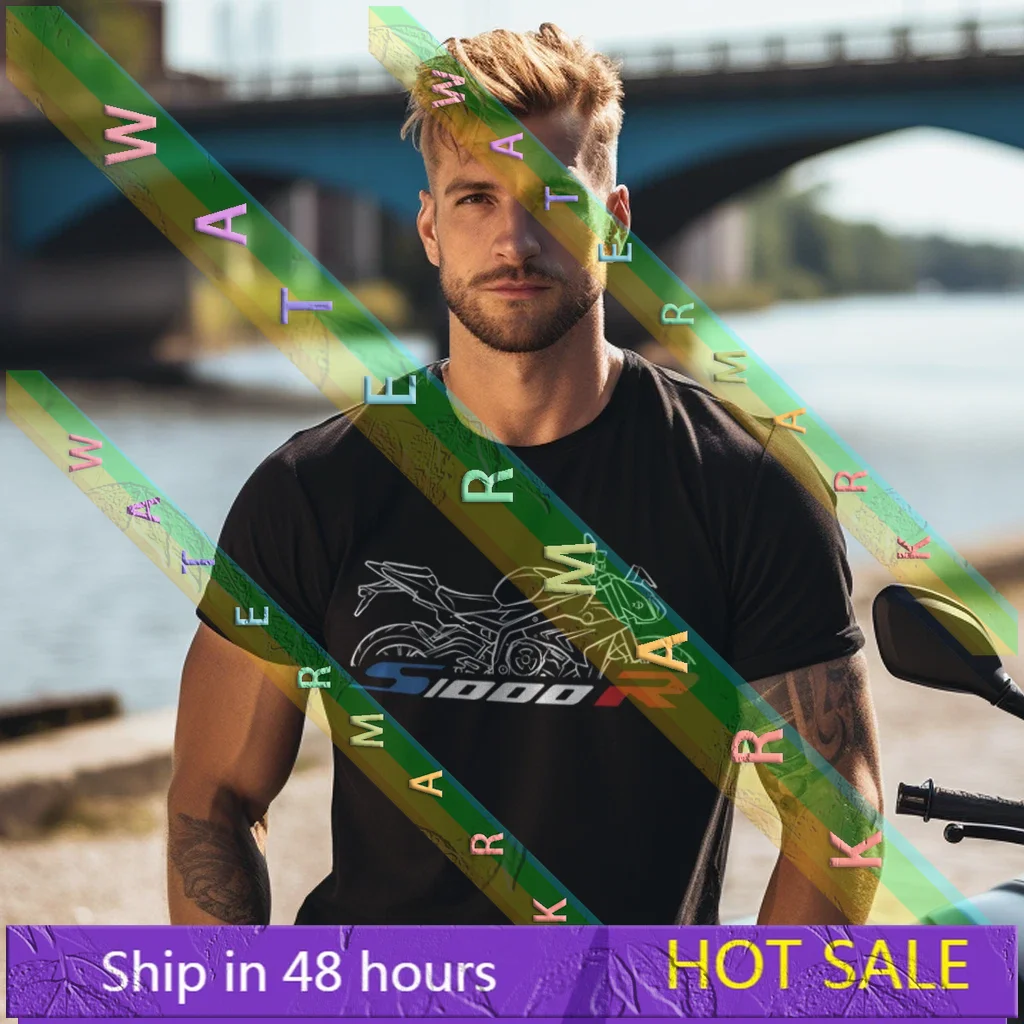 

Motorcycle T-shirts B./M.WS S1000R fans Biker Tee Graphic Summer Short Sleeves Oversized Breathable 100% Cotton Cool Tee