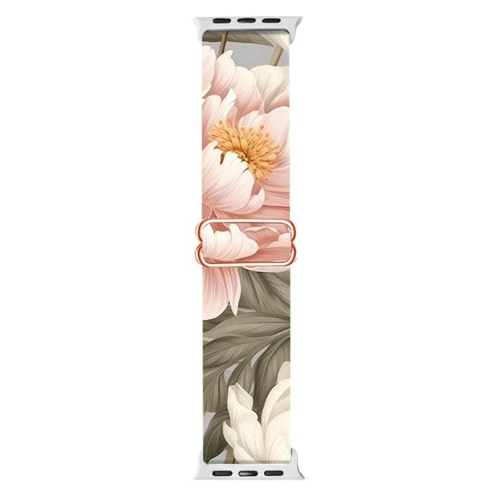 Gradient Flower Print Band Adjustable Breathable Stretchy Nylon Band Comfortable for Apple Watch 38/40/41/42/44/45/46/49mm