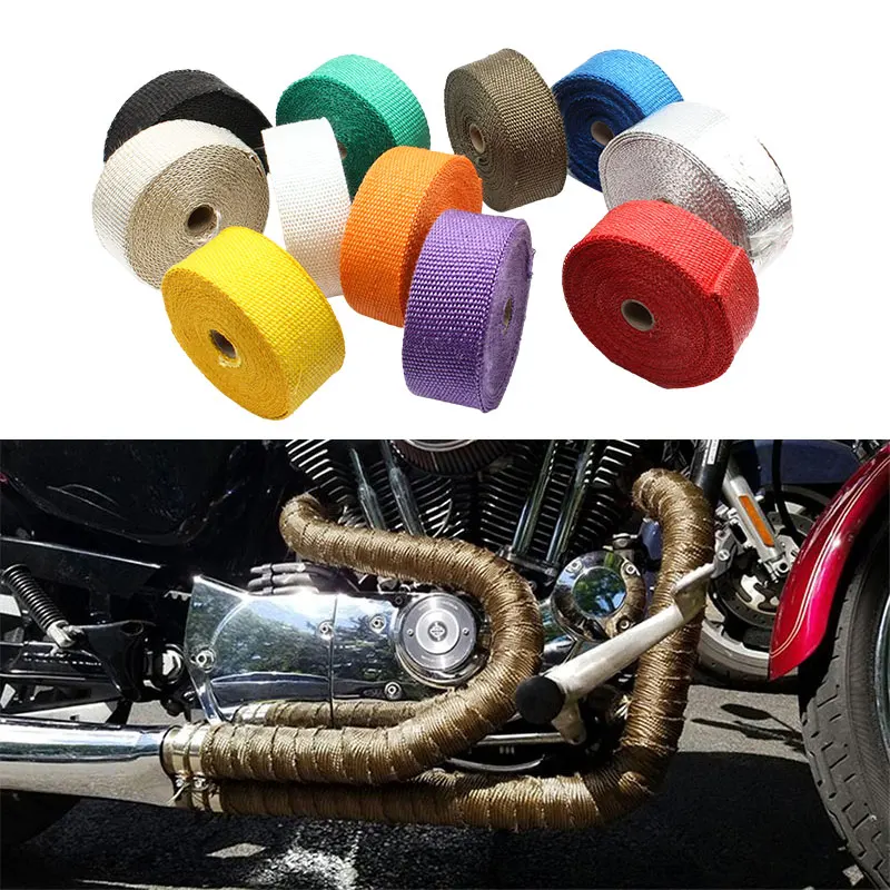 

Motorcycle Exhaust Thermal Heat Tape Wrap Car Hot Water Pipe Universal 5cm 5m Shields Insulation Roll Motocross Modified Parts