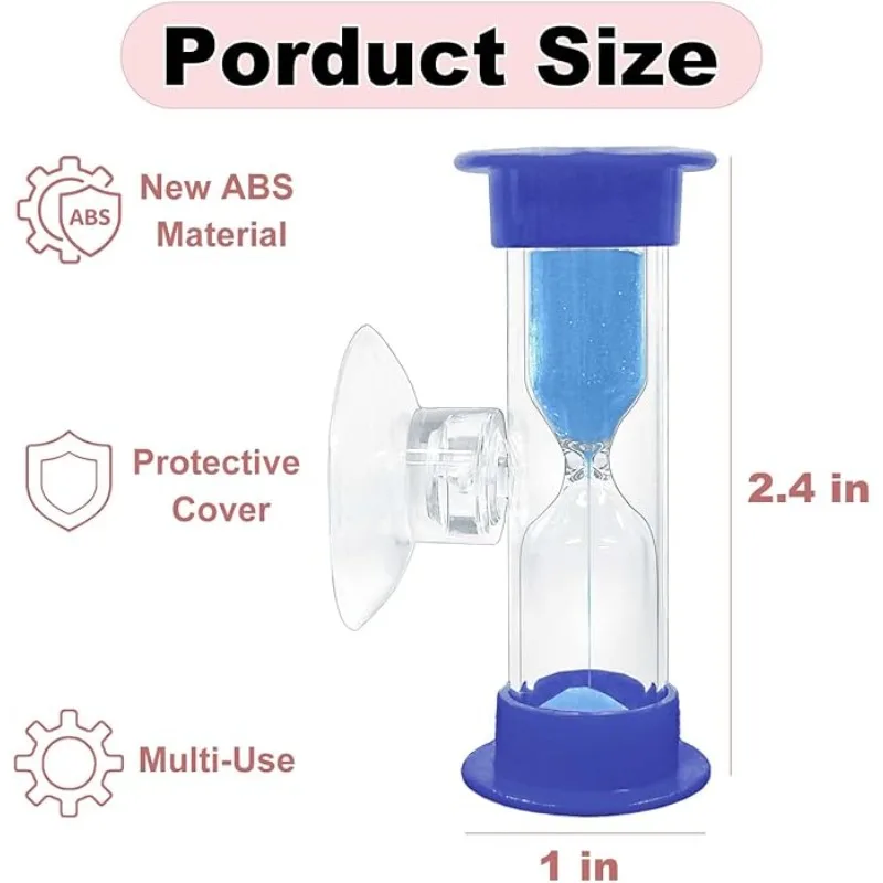 2Mins/3Mins Hourglass Sand Timer with Suction Cup-Set of 4 Small,Assorted Color Unbreakable Sand Clock Timer,Plastic Sand Watch