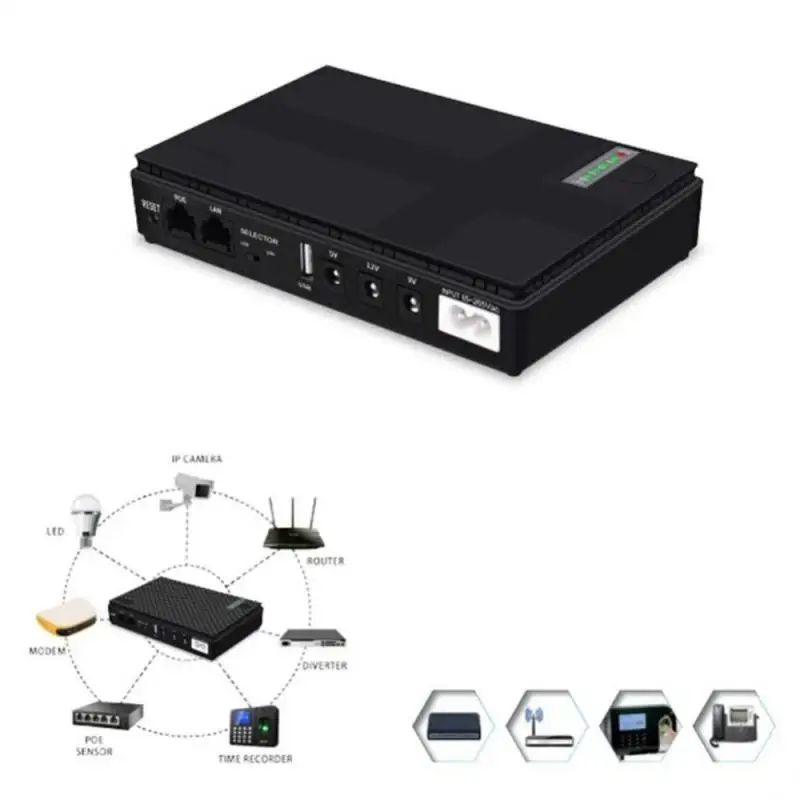 Imagem -02 - Mini Ups para Wi-fi Router Adaptadores de Energia Backup de Grande Capacidade Fonte de Alimentação ue Dc1036p 18w 36w 10400mah 5v12v