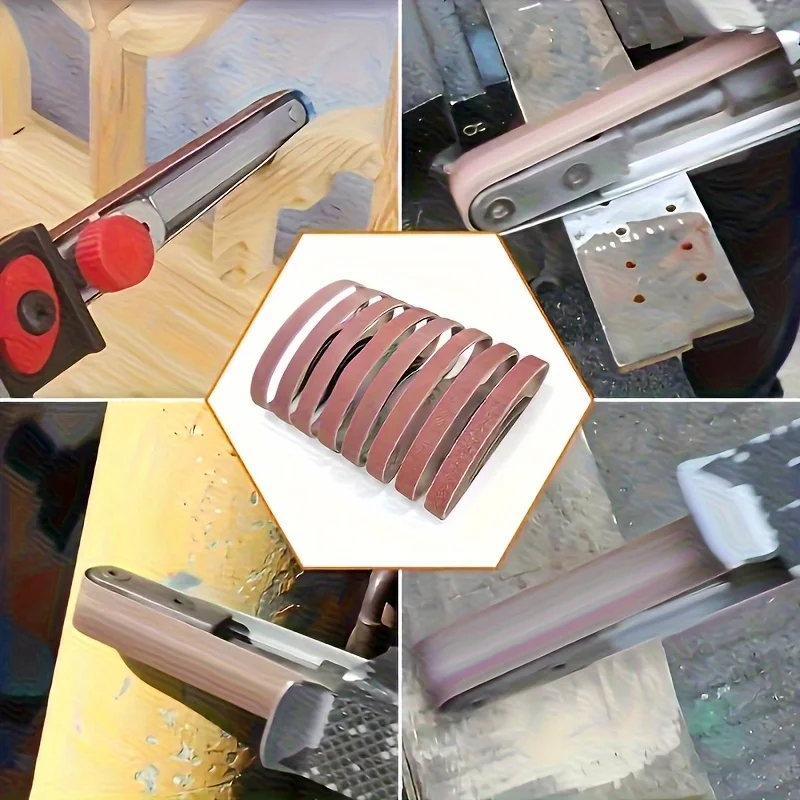 Sanding Belts 20x520mm, Silicon Carbide & Aluminum Oxide, Assorted Grit 60/100/240/320/800, for Belt Sander