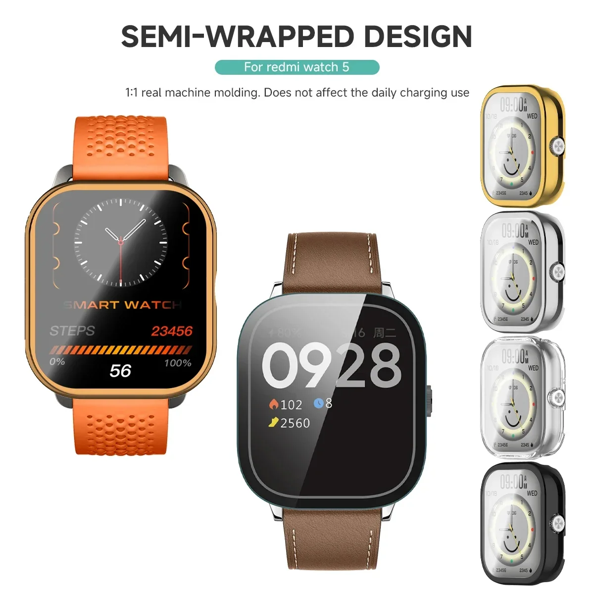 TPU All-Around Case For Redmi Watch 5 Active Cover Screen Protector Soft Protective Bumper for Redmi Watch 5 Lite Accessories