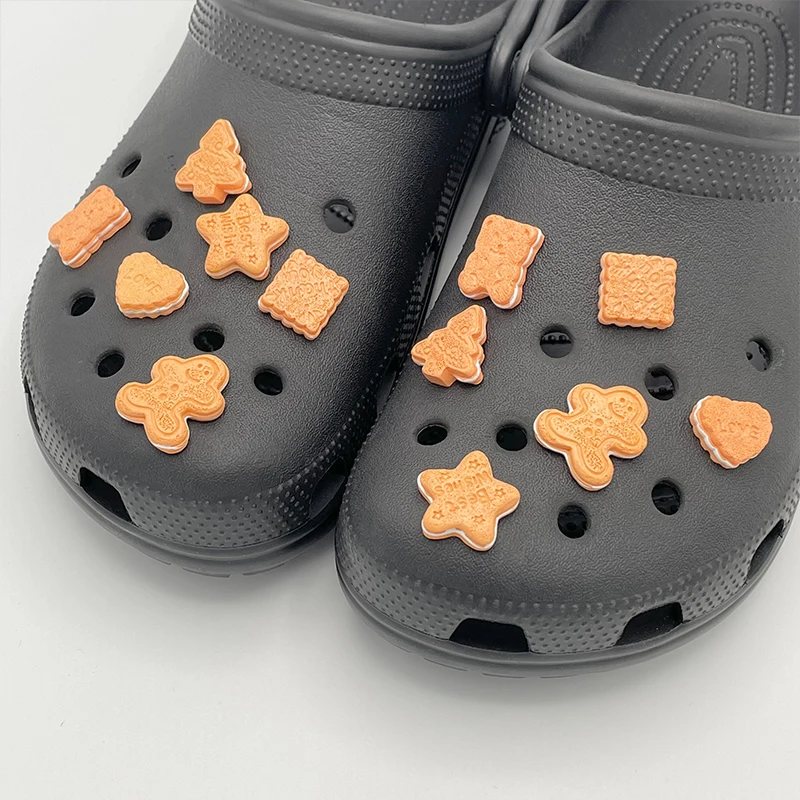 

6-12Pcs New Designer Biscuit Badge Ornaments For Kid's Sandals Shoe Accessories DIY Cute Shoe Charm Decorations For Crocs Clogs