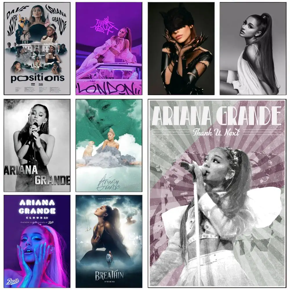 Pop-Sängerin A-Ariana G-Grande Poster, HD-Kunst, selbstklebende Wanddekoration, wasserfest, für Zuhause, Wohnzimmer, Schlafzimmer, Bar, ästhetische Dekoration
