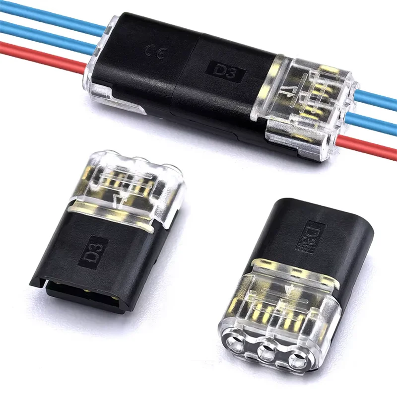 10/30/50pcs wire connect terminal connector, 3-pin Bidirectional Plug-in Cable Buckle Connector DC Lock Cover Suitable LED