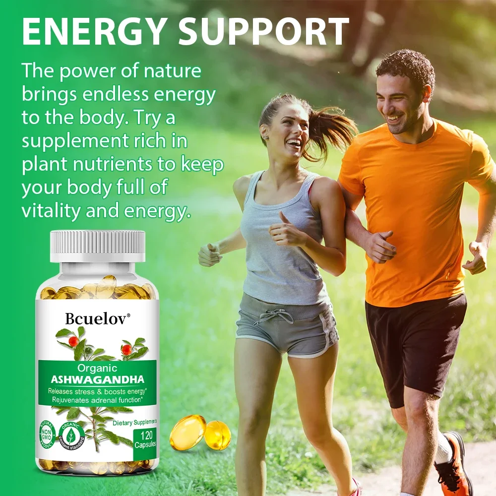 

Organic Ashwagandha Herbal Supplement - Vegan, Gluten-Free, Non-GMO, Improves Mood, Boosts Endurance, Vitality, and Strength