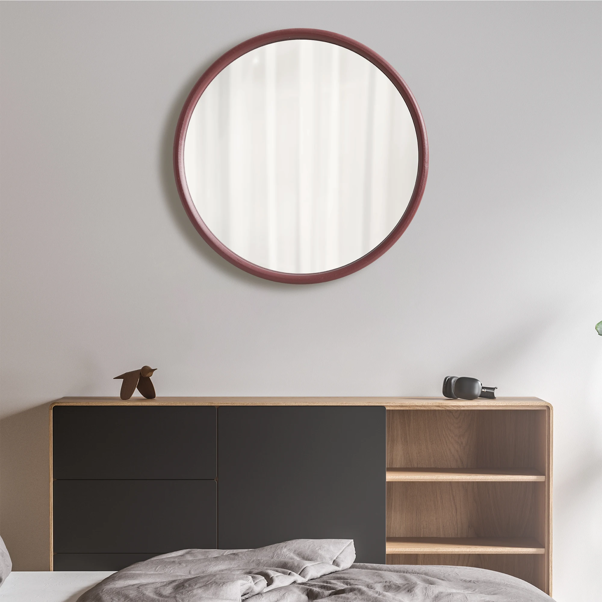 Wall Mounted Makeup Mirror 40cm X 40cm Irregular Design with Wooden Frame Window Decorative Bathroom Vanity Mirror view 2