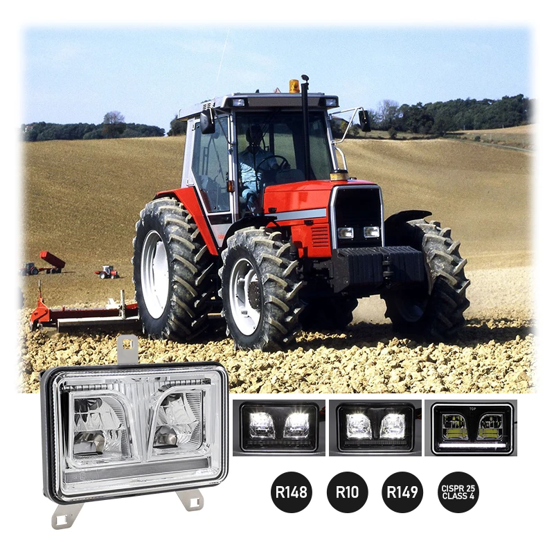 Massey Ferguson Trator 4x6 Polegadas Farol LED 40W Farol LED Retângulo de Feixe Baixo/Alto
