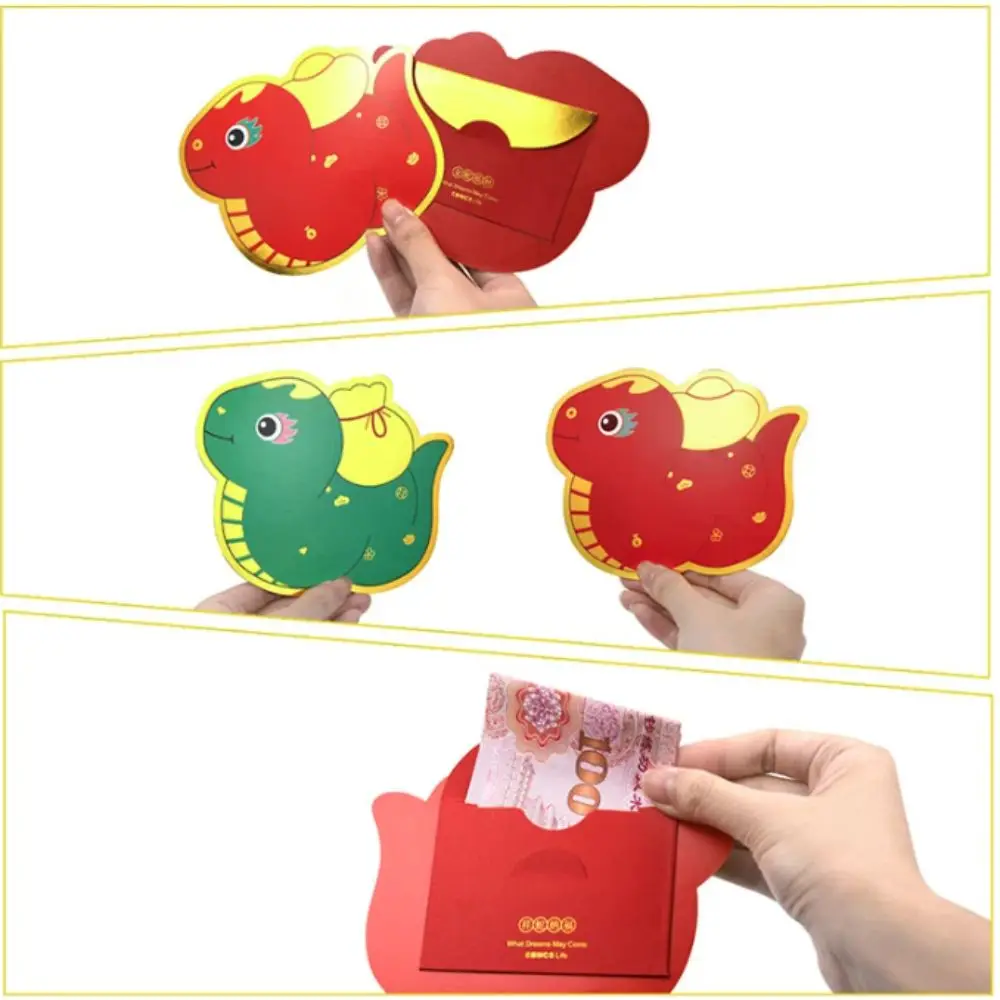 

Spring Festive Decoration Snake Shape Chinese New Year Red Envelope Solid Thickened Red Packet Hot Stamping Lucky Money Bag