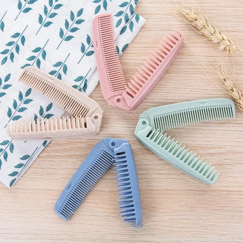 Wheat Straw Portable Folding Travel Comb Straight Curly Hair Beauty Comb Plastic Comb Hair Accessories