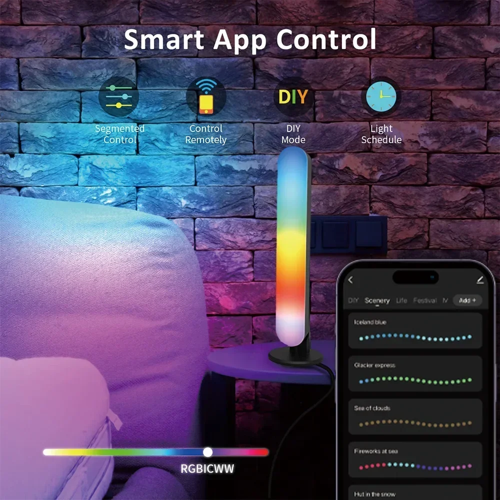 Xiaomi-LEDライトバー,ナイトライト,USB,充電式,Wi-Fi,Tuya音楽,周囲光,ゲームルーム,テーブルの装飾