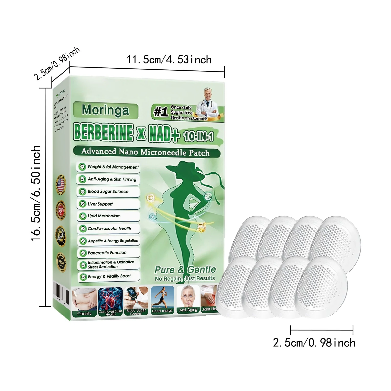 10-in-1 Nano Microneedle Patch Natural Gentle Patches Moisturizing Firming Skin for Women Men Nano Microdarts Patches gifts view 3