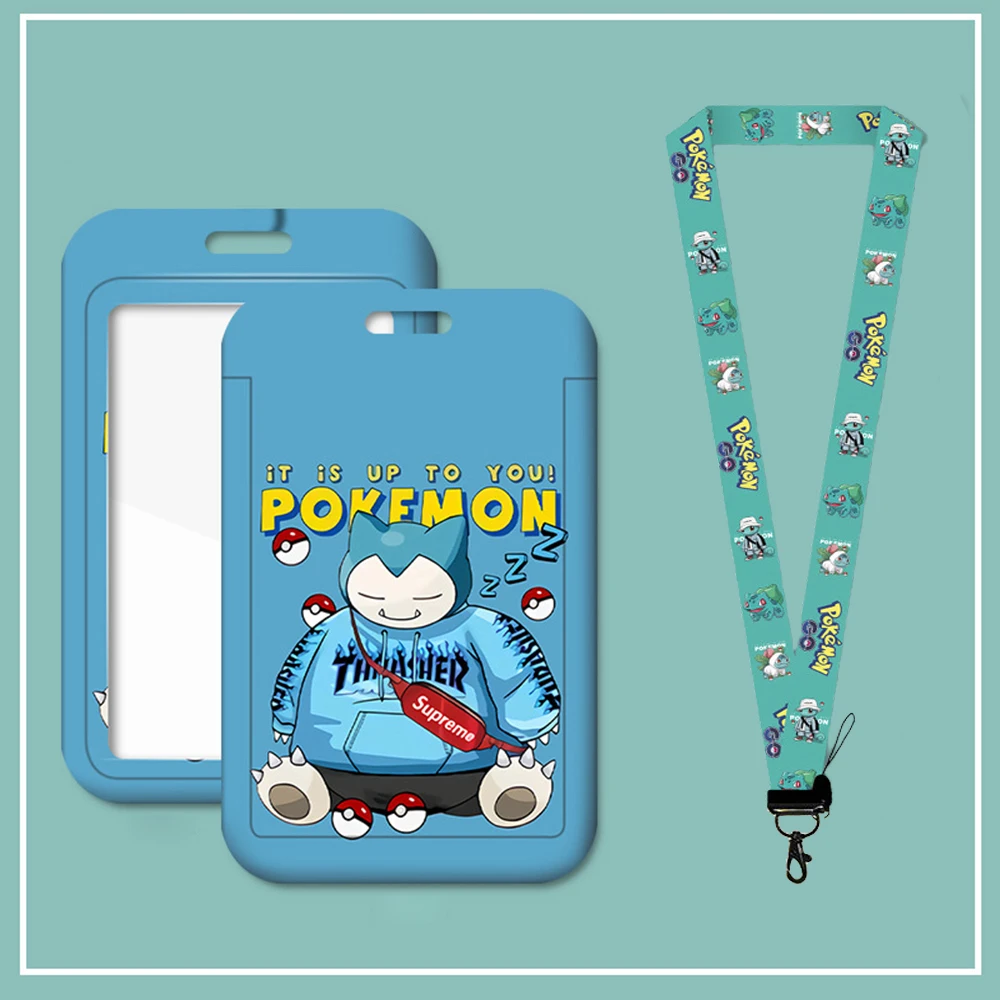 New Cartoon Keychain Gengar Neck Strap Id Card Badge Holder Pikachu Bulbasaur Squirtle Lanyard Halloween Gift For Friends