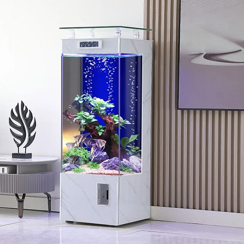 Living room wall fish tank household high definition ultra-white glass vertical