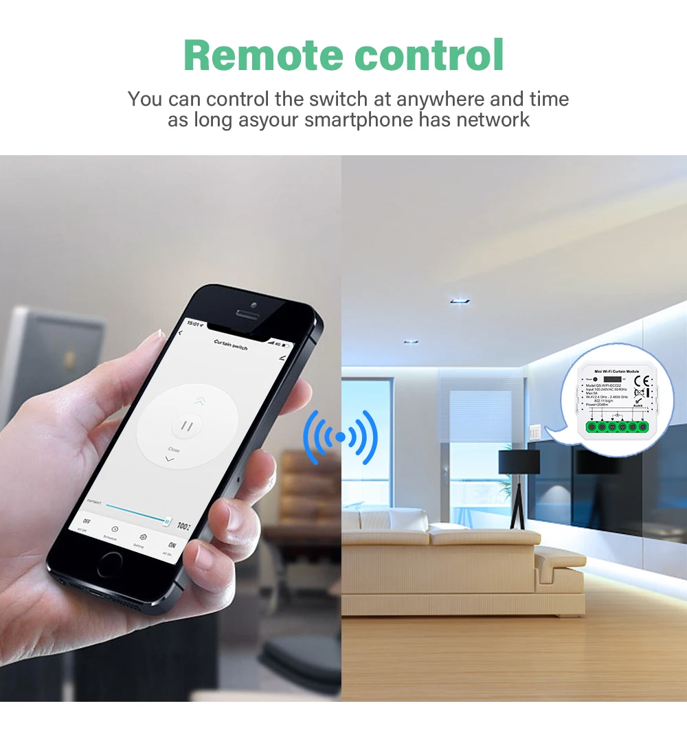 Tuya Wireless Wifi And Zigbee Curtain Switch Module For Roller Shutter Electric Motor Smart Home Voice Alexa Control