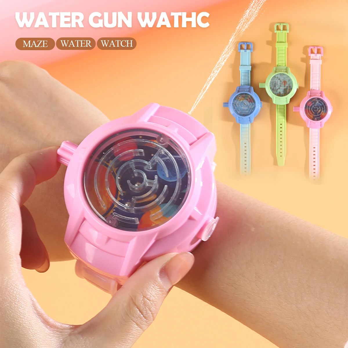 Water Gun Watch, 3 Colors Random Shipment Fun Water Batter Outdoor Indoor Shooting Water Play Game Gifts for Boys and Girls