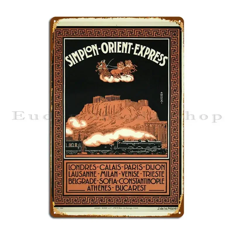 Simplon Orient Express Vintage Train Travel Print Metal Plaque Poster Club Party Living Room Designing Tin Sign Poster