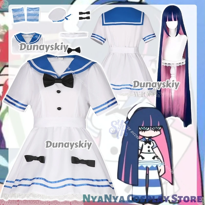 

Аниме Чулок для косплея PANTY & STOCKING With GARTERBELT органов로윈 코스embali스 JK Kawaii White Sailor Suit Jirai Kei Girls Mini Dress Halloween