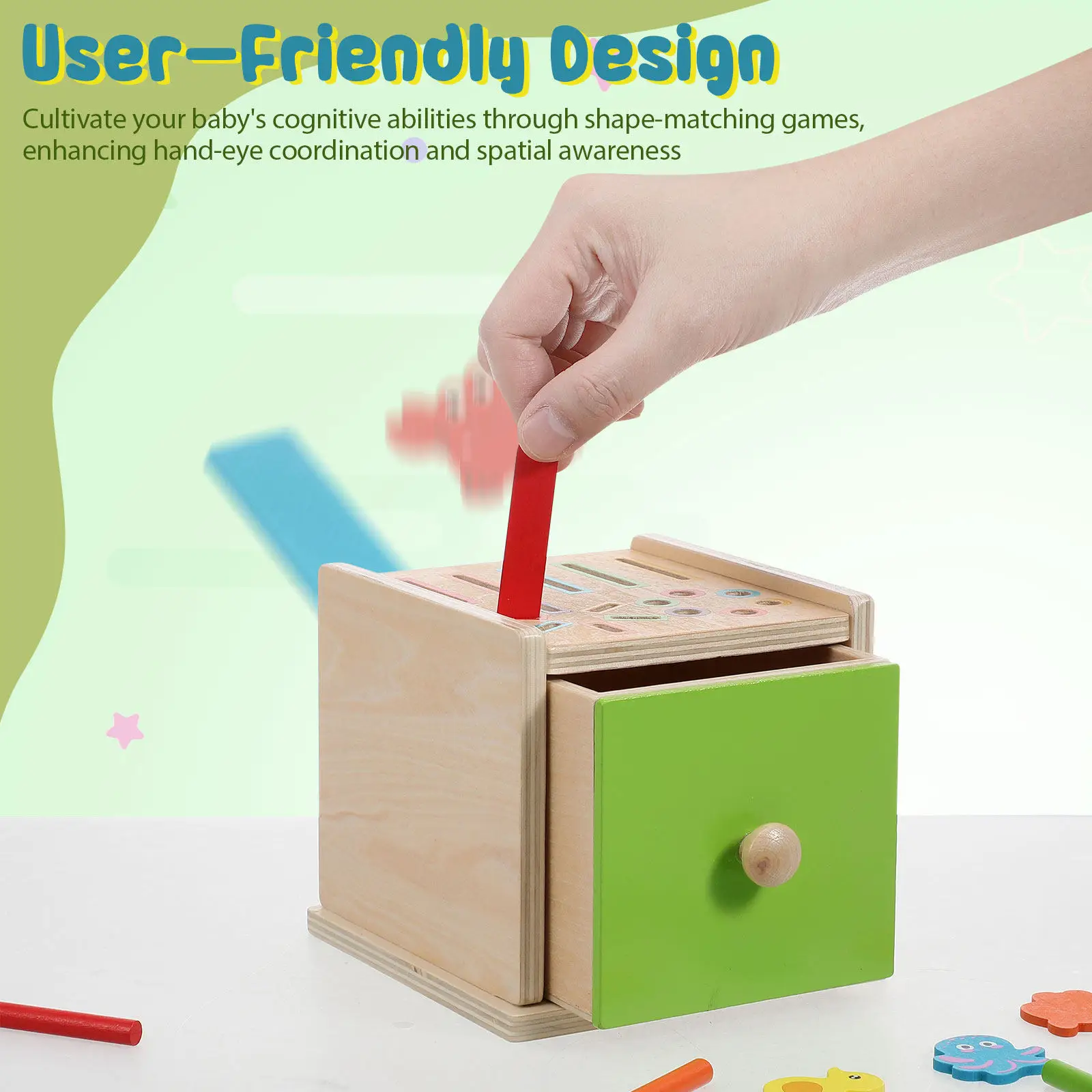 1 Set Holz-Montessori-Formensortierer Farbzuordnung für Kleinkinder Frühes Lernen Pädagogisches Sortierspiel Kognitives Spiel