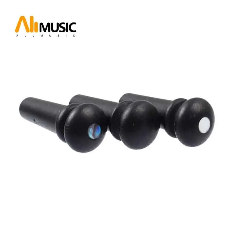 5Pcs Ebony Guitar Strap Endpin Button with 4.0mm Green White Pearl Shell Dot