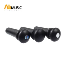 5Pcs Ebony Guitar Strap Endpin Button with 4.0mm Green White Pearl Shell Dot