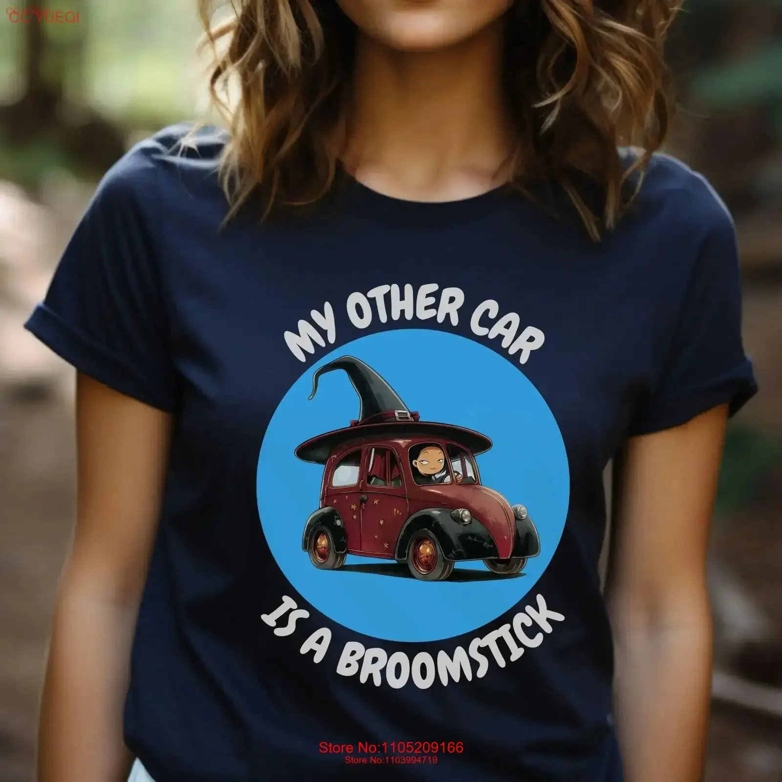 

Witch Car Broomstick Halloween T shirt s Women's Clothing shirts Men's Funny vintage Washed streetwear Slightly