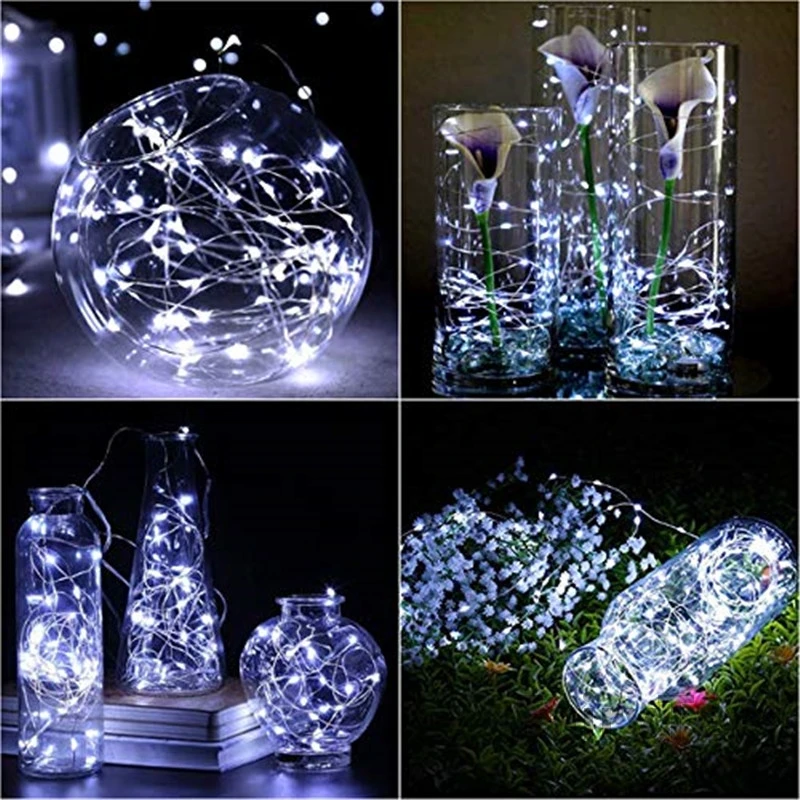 20 Pcs/Lot With Battery Copper Led Fairy Lights 2M 20 Leds Battery Operated LED String Light Xmas Wedding Party Decoration