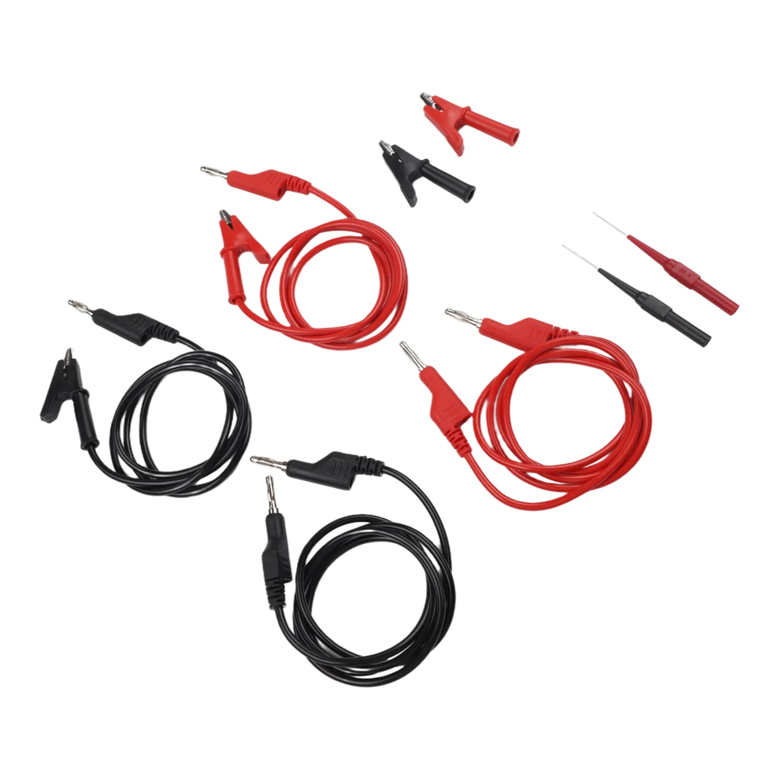 8PC Multimeter Test Leads Set with 4mm Banana Cables Crocodile Clips and Measuring Tips for Electrical Maintenance and Testing