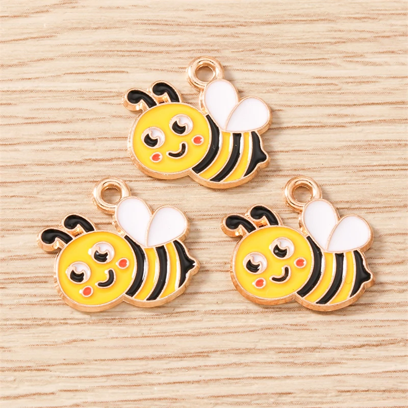 10 Stück Mix Cartoon Tier Biene Charms Emaille Honigbiene Blume Charms Anhänger für Schmuckherstellung Halsketten Ohrringe DIY Handwerk Geschenk – Detail 5