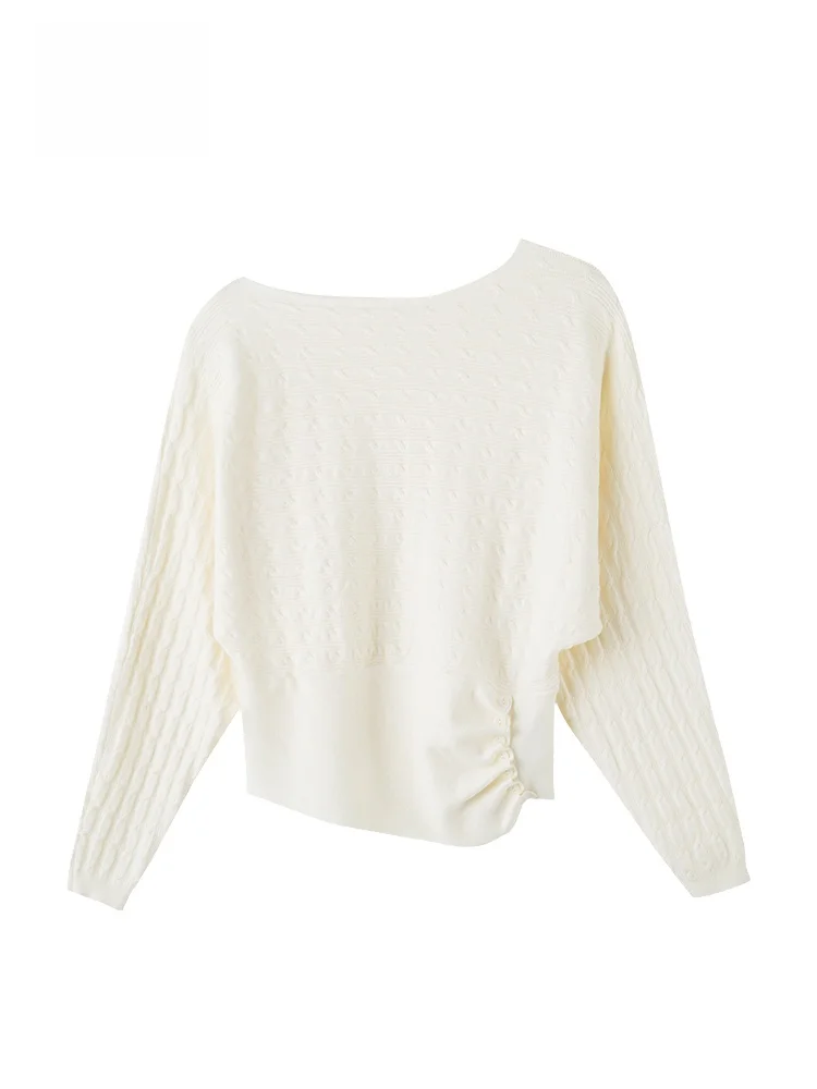 

GOFAR Women's Knitted Sweater One-oulder Lazy Sle Base irt Autumn Winter New Arrival Comfortable Loose Fit round Ne