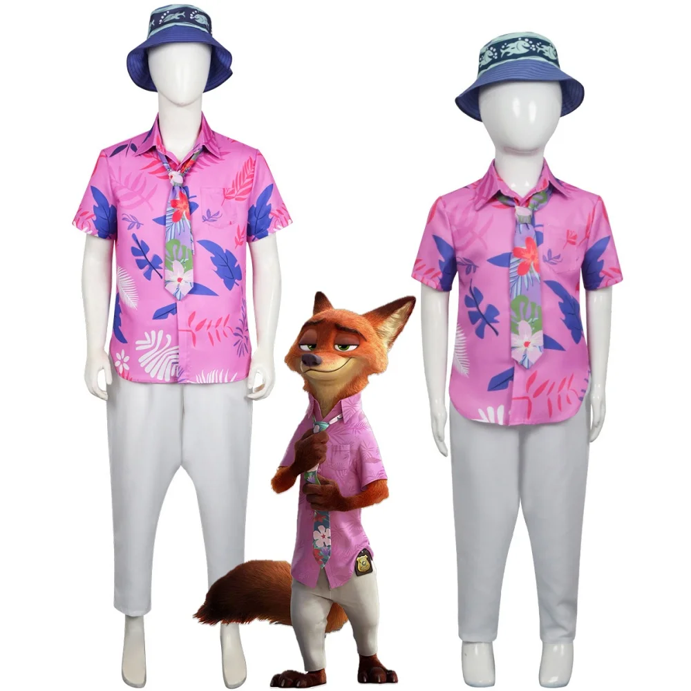 Costumes de Cosplay Nick de Zoo pour Adultes, Chemise, Cravate, Pantalon, Chapeau, Tenues de Noël, Halloween, Fête, Jeu de Rôle, Uniforme pour Homme