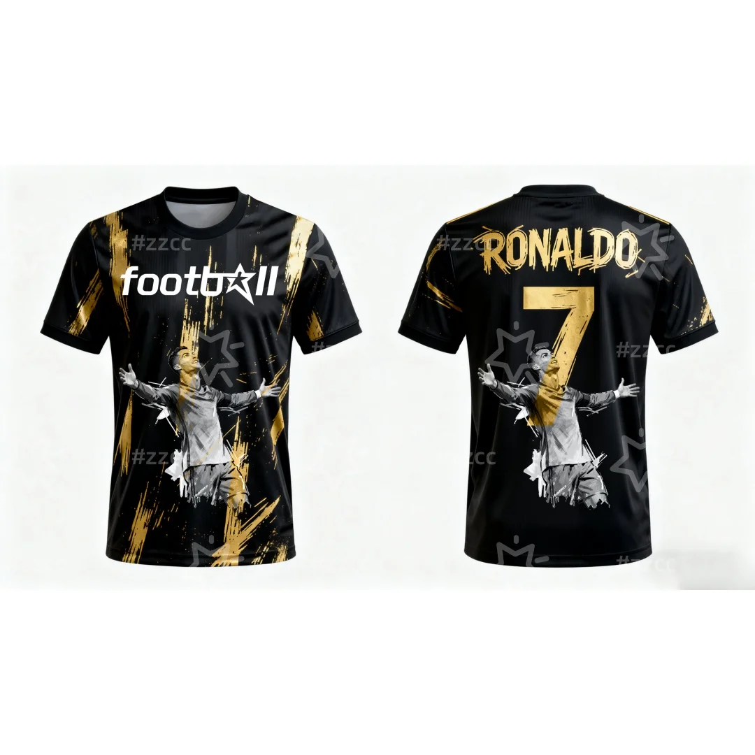 

Ronaldo Football jersey No. 7 Graffiti jersey Match jersey Autumn Sports Dry Quickly Men's T-Shirt Children's Clothing Tee Y2k