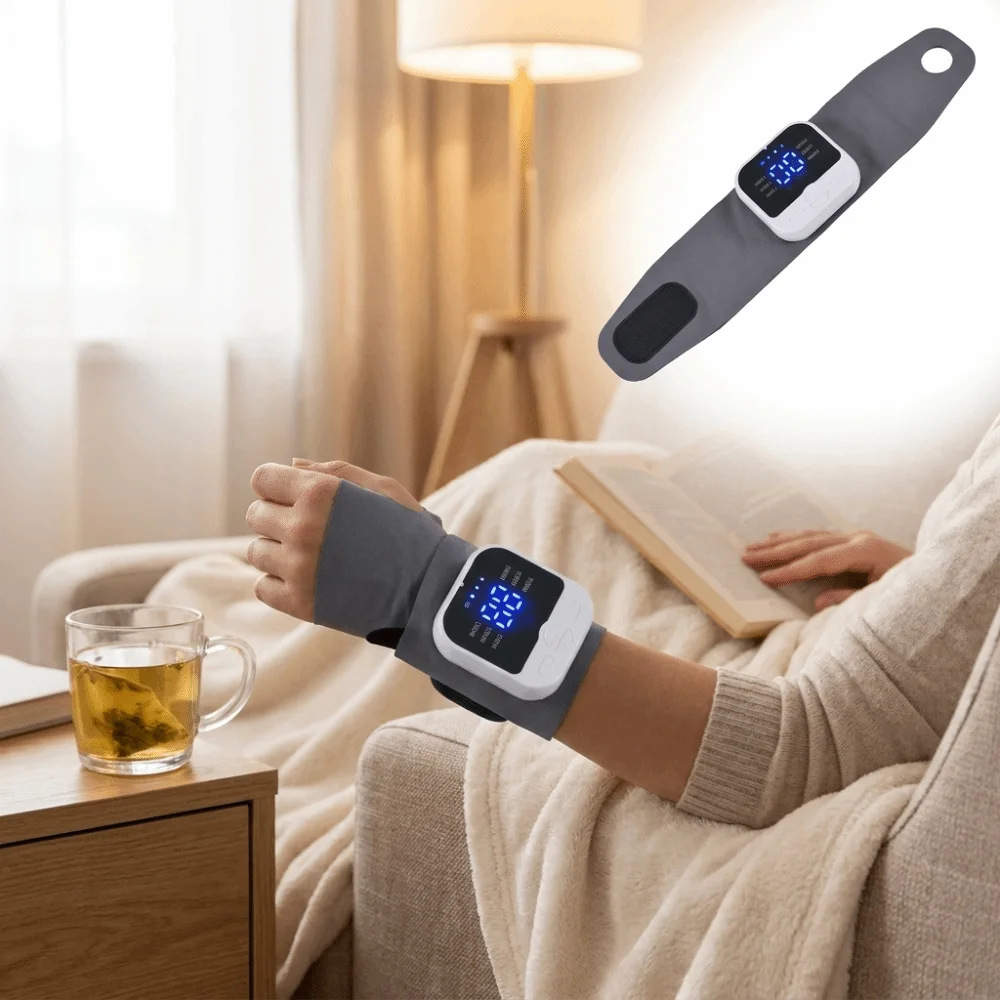 

Cordless Rechargeable Wrist Massager 10 Modes 29 Levels EMS Microcurrent Massager Adjustable Strap Vibration Massage