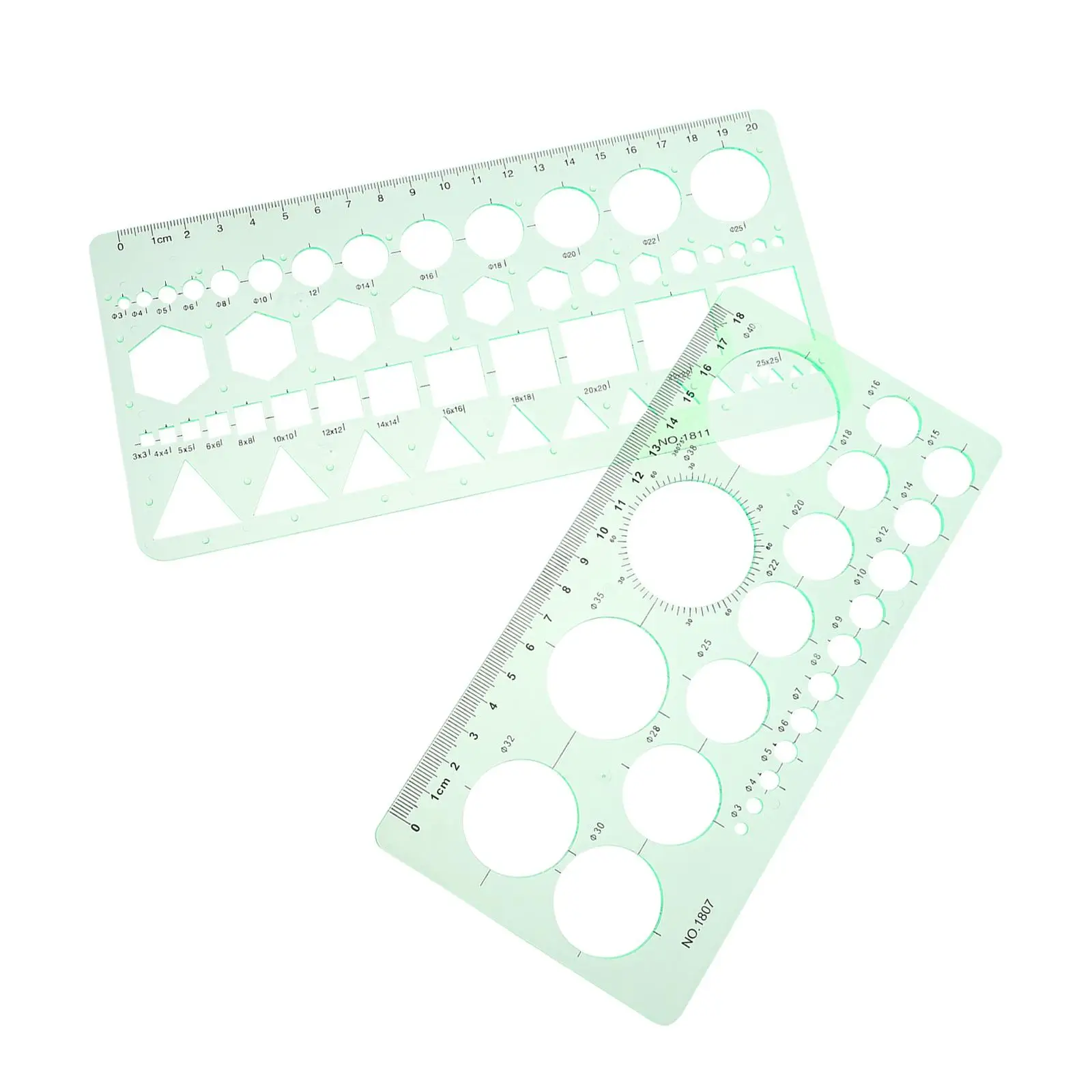 2Pcs Transparent Drawing Template Circle Stencil Multifunction Drafting Tools Plastic Geometric Ruler Supplies Clear
